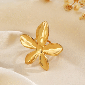 Anillo abierto estilo Flor Acero