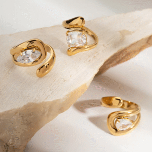 Anillos abiertos con piedra de Acero Inoxidable