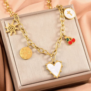 Cadena con hermosos estilos de dijes en acero inoxidable